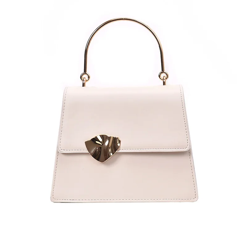 

ABZC-Leather Chain Messenger Bag Ladies Summer Handbag Metal Handle Phone Wallet And Handbag