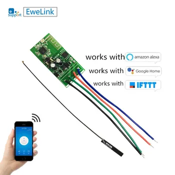 

EWelink 12V DC Smart WiFi Switch Wireless Relay Module Timer Hand Free Voice Control ,for Electronic Locks, Work with for Alexa
