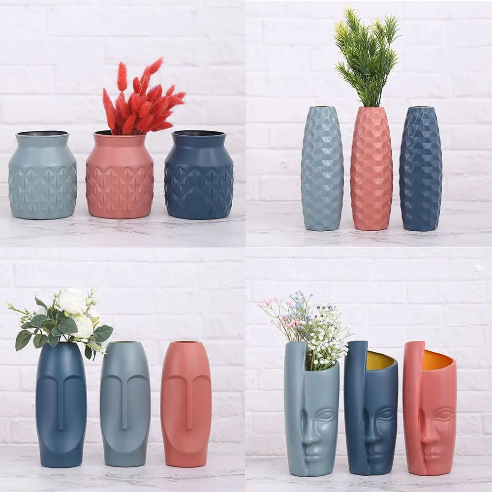 Orange Blue Nordic Style Creative Hydroponic Vase Plastic Imitation Ceramic Living Room Decoration | Дом и сад