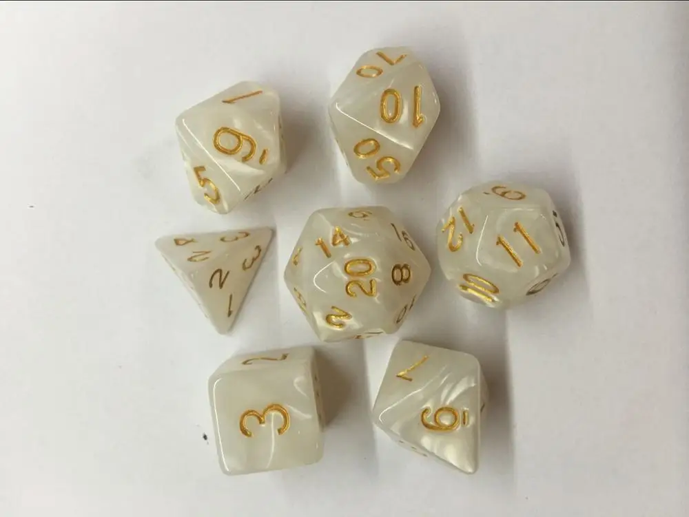 Белый 7 шт./компл. игральные кости DND набор dados rpg dadi игральные кубики dado многогранные dados rol dobbelstenen - Цвет: Белый