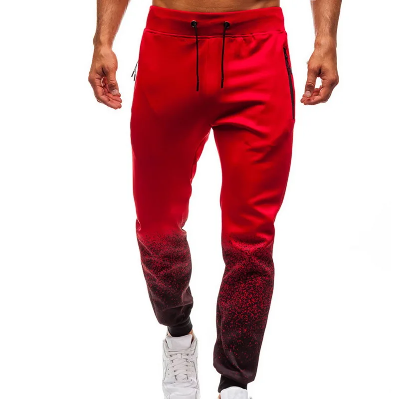 Мужские спортивные штаны, модные мужские спортивные штаны с градиентным шнурком, спортивные штаны для бега, фитнеса, свободные штаны - Цвет: red