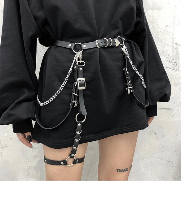 Women PU Leather BDSM Harness Bowknot Garter Belts Straps Leg Bondage Suspenders 