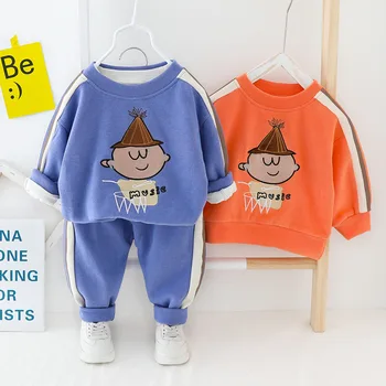 

Spring Baby Boys Cartoon Sweatshirt Hoodies + Casual Trousers Cotton Children Kids 2Pcs Suits Sportswear Girls Clothing Sets