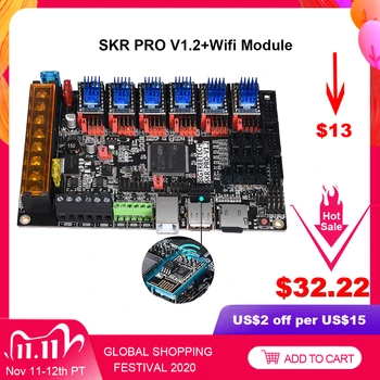 

BIGTREETECH SKR PRO V1.2 Controller Board 32 Bit+Wifi Adapter Module 3D Printer Parts vs MKS GEN L TMC2208 TMC2130 TMC2209
