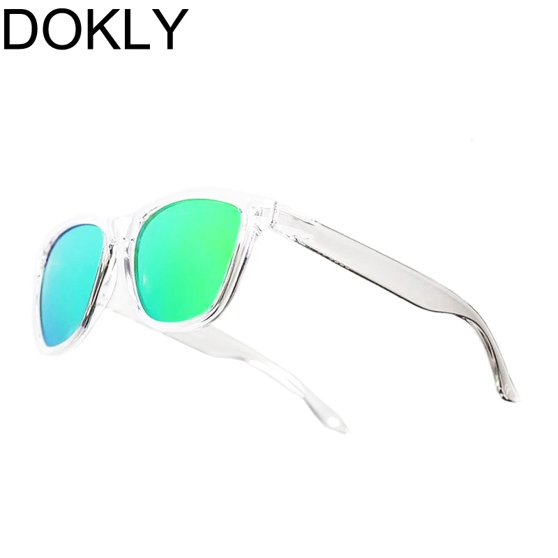 ladies sunglasses DOKLY Unisex Clear Frame Green Lens Sunglasses Mirror Oculos Sun Glasses Gafas De Sol Fashion Sunglasses Women Eyewear rose gold sunglasses