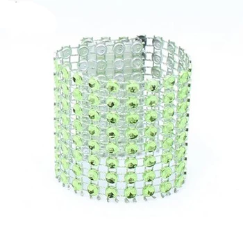 

100Pcs/Lot Plastic Rhinestone Wrap Green Napkin Ring New Napkin Rings Chair Buckle Hotel Wedding Supplies Home Talbe Decoration