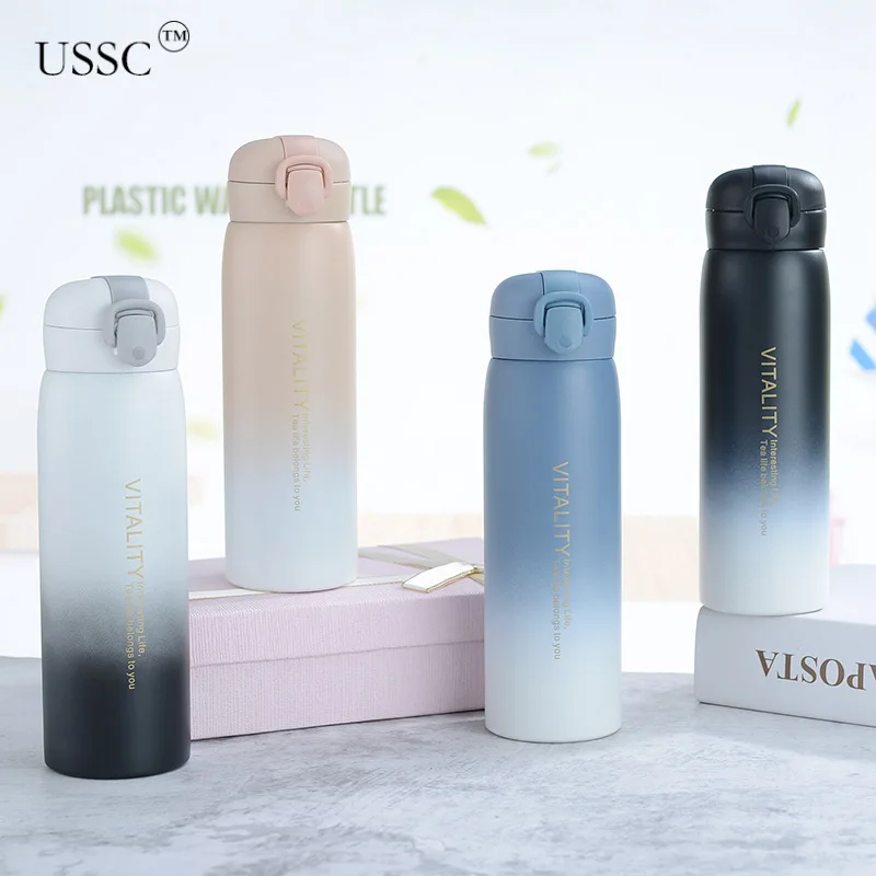 USSC New Creative Gradient Vacuum Flasks Stainless Steel Cup Students Simple Portable Car Bouncing Business HZ059 | Дом и сад