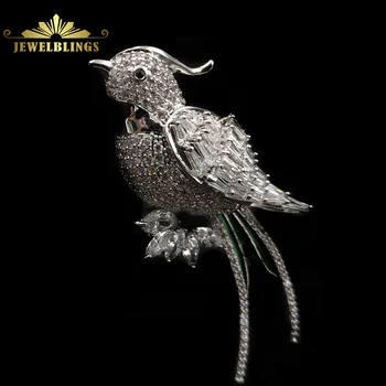 

Fabulous Baguette Cut CZ Winged & Micro Pave Tinny Cubic Zironia Body Clear White Cardinal Bird Brooches Pins BulbulI Jewelry