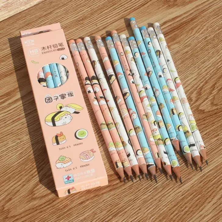 12 шт./упак. Kawaii HB Японская еда суши печатных деревянные карандаши для написания Стандартный Карандаши Канцелярские товары для студентов подарки