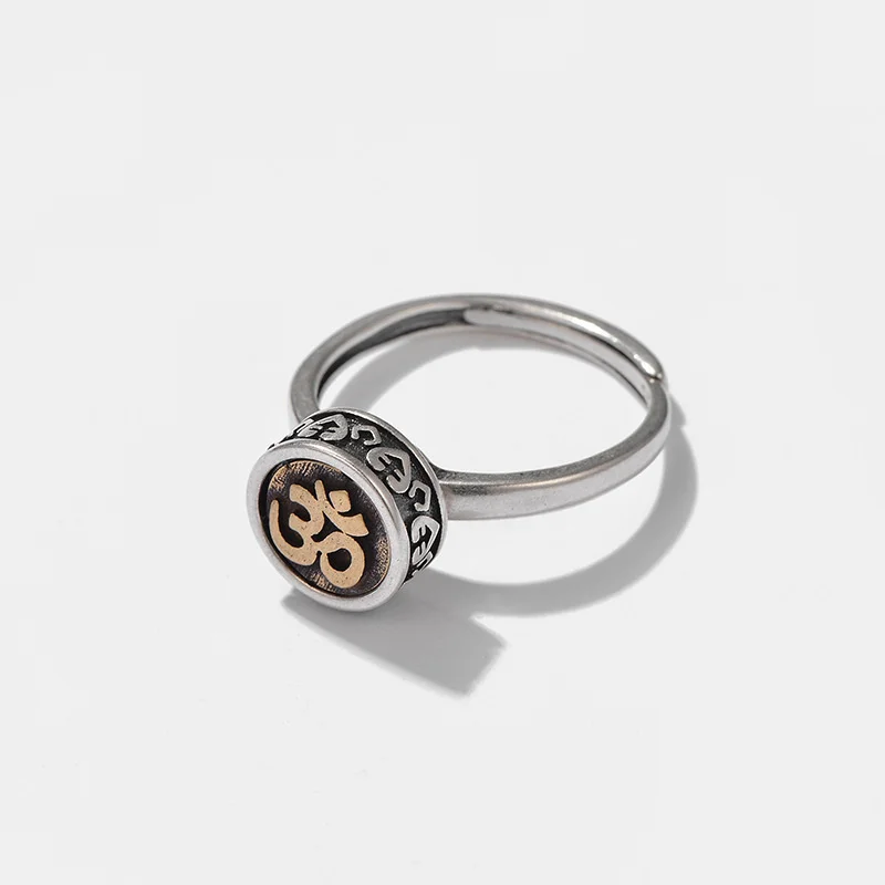 Finger Ring YIZIZAI Vintage Tibetan OM Ring For Women Men Prayer Wheel Buddhist Mantra 7 Chakras Rings Yoga Meditation Luck Jewellry Gifts finger ring,tibetan silver rings
