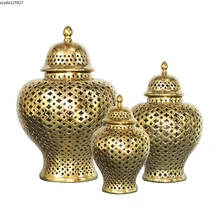 Europese Stijl Galvaniseren Gouden Zilveren Algemene Jar Vaas Desktop Decoratie Keramische Opslag Jar Bloem Vaas Woondecoratie