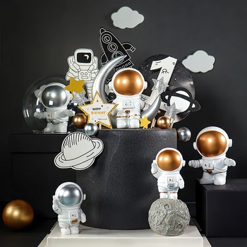 

Space Shuttle Astronaut Aeronautical Model Exploration Rocket Scene Ornaments Cake Topper Player Birthday Cake Decorat