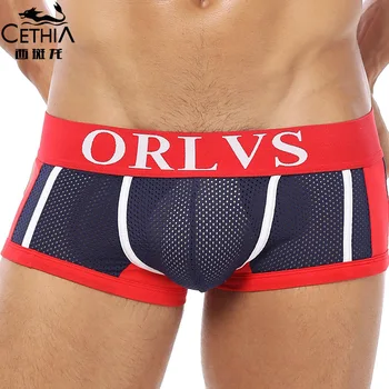 

Sexy Translucent Mesh Knicker New Style Men's Breathable Boxers U Convex Mixed Colors Shorts Individual Package