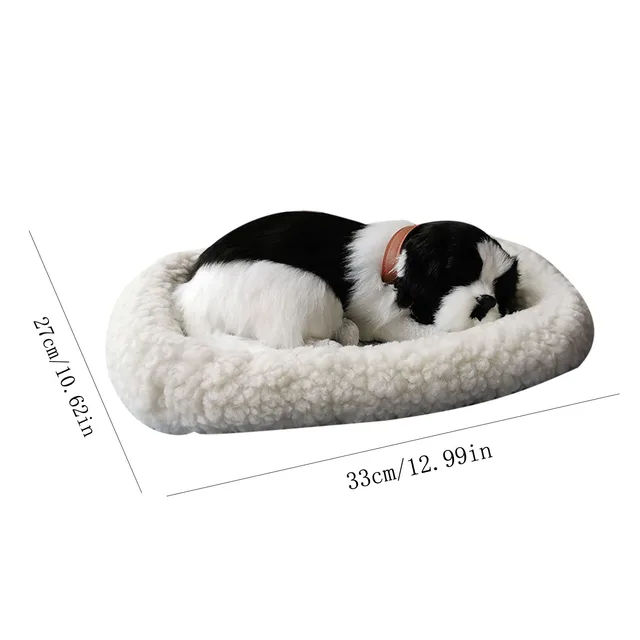 Sleeping Dog on Pad Doll Toy,Cute Mini Kitten on Pad with Meows Sounds Decor Handcrafted Hand Toy Gift for Kids Boys Girls