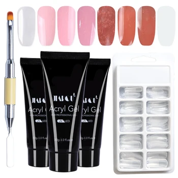 

1set Poly Gel Quick Building For Nails Extensions UV Gel Varnish Acrylic Builder Nail Gel Form Nail Art Brush Manicure Set JI081