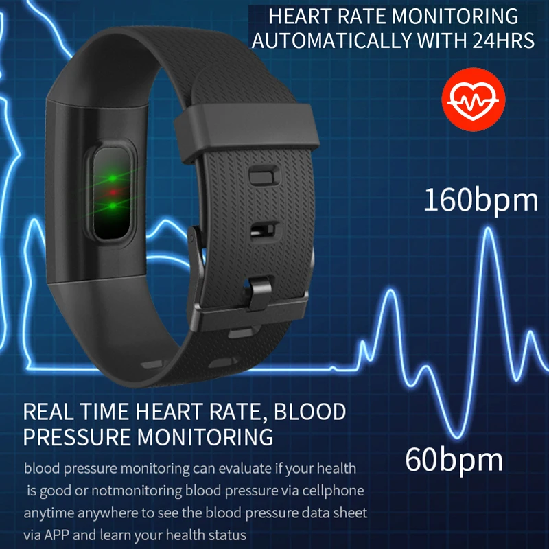 CY11 Fitness Bracelet Health Heart Rate Monitor Pedometer Activity Tracker Smart Bracelet  IP67 Waterprood Sport Smart Watch