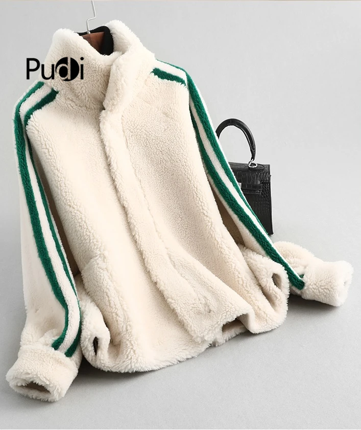 

A59360 PUDI women winter real wool fur over size parka warm jacket fur girl coat lady short jacket over size parka