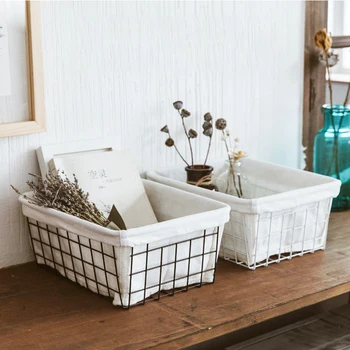 

Desktop Iron Storage Basket Fruit and Vegetable Washing Tools Kids Toys Books Cosmetic Storage Basket Bathroom Kitchen Container