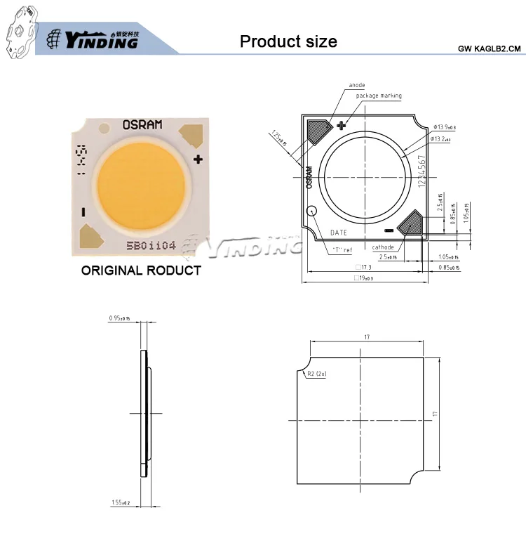 2 шт. OSRAM GW KAGHB2.CM 50 Вт керамика COB светодиодный чип Диодная лампочка 90 CRI Теплый/нейтральный белый свет лампочка источника света фитиль