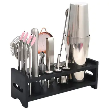 

2020 14Pcs Stainless Steel Cocktail Shaker Mixer Drink Bartender Browser Kit Bars Set Tools With Wine Rack Stand Bar Accessories
