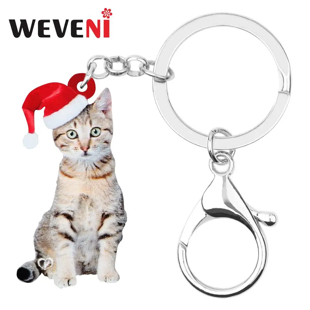 WEVENI Акриловая Рождественская шляпа американская заколка кошка котенок ключи