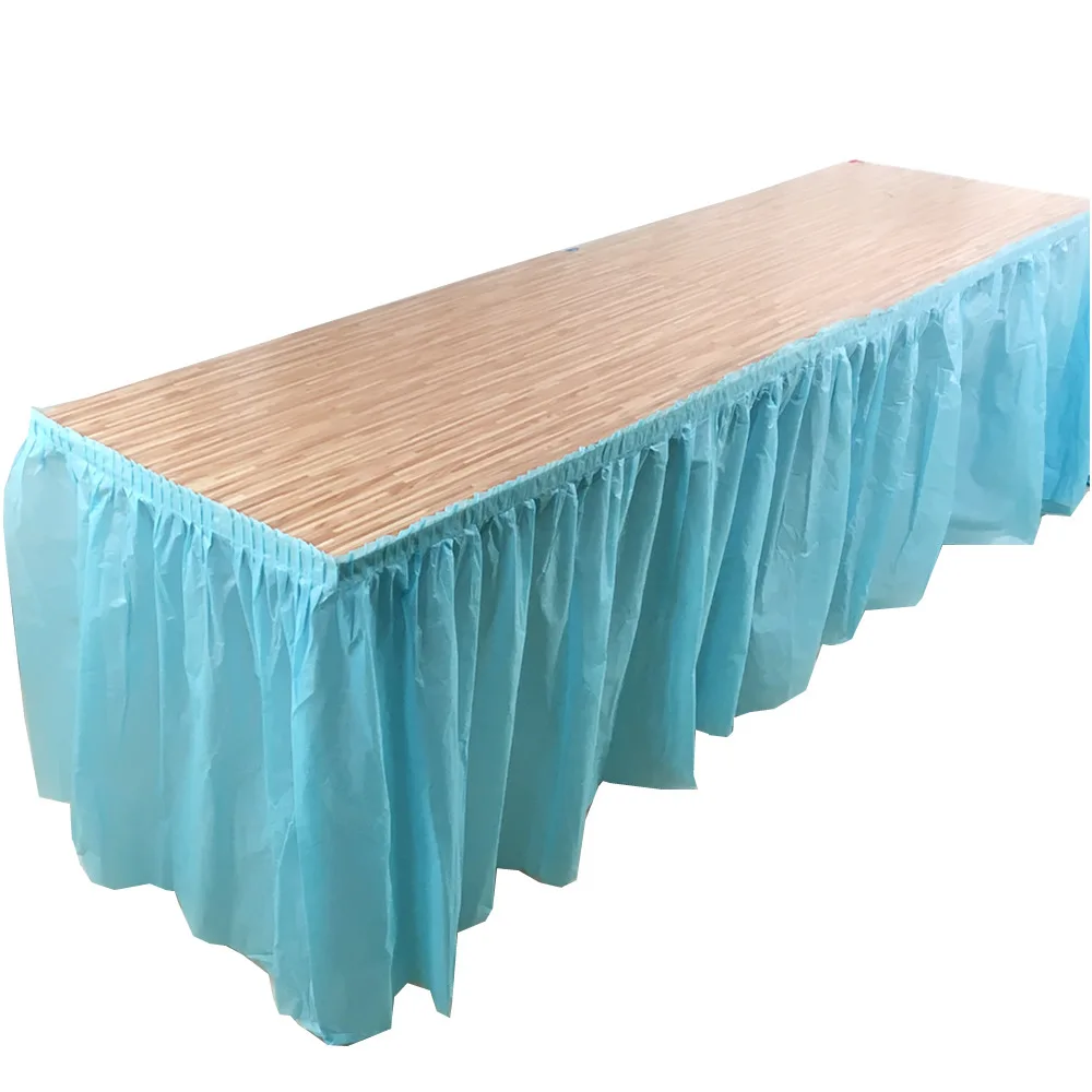

Disposable Table Skirt Plastic Party Decor Table Covers 70X420Cm Birthday Party Wedding Festival Decoration Pleated Table Skirt