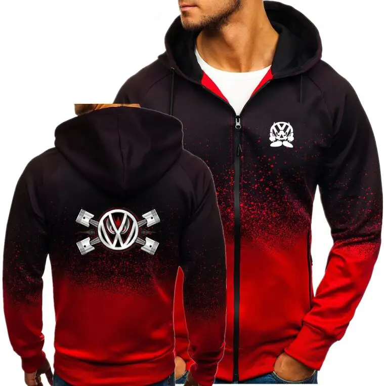 

Spring Autumn Drawstring Zipper Hooded Sweatshirt Men Hoodies Crossed Pistons Print Jacket Male Pullover Hoodie Top Coat
