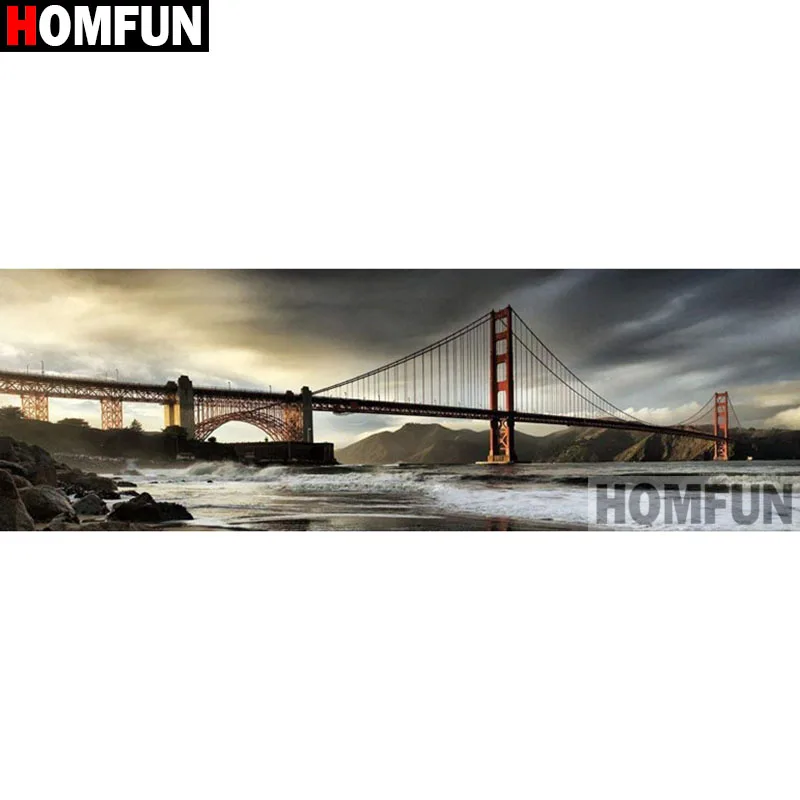 

HOMFUN Full Square/Round Drill 5D DIY Diamond Painting "Bridge scenery" Embroidery Cross Stitch 5D Home Decor Gift A27006