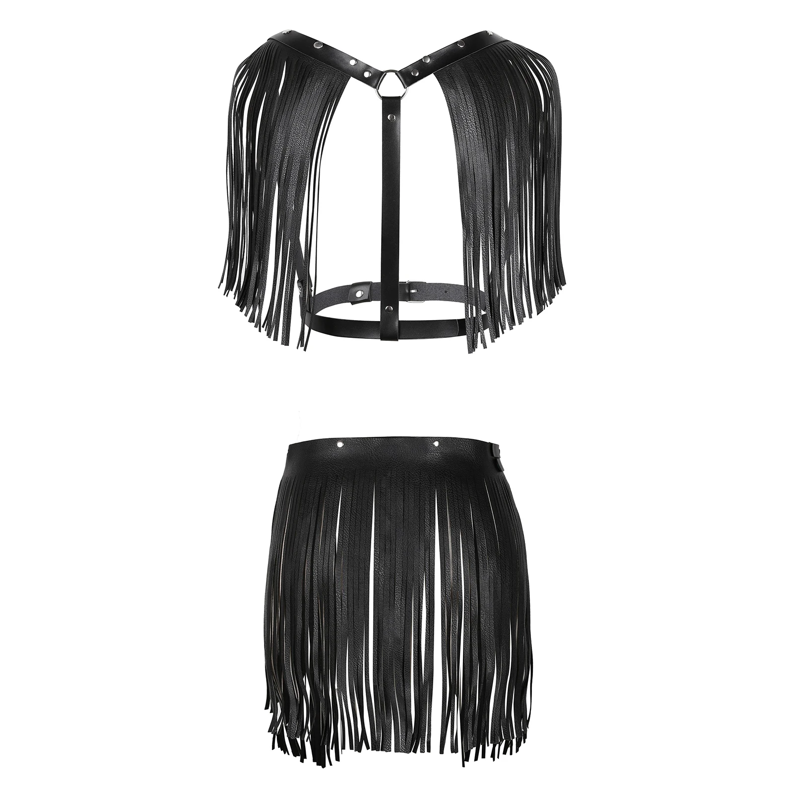 Ajustável PU Leather Fringe Tassel Skirt Belt para Mulheres, Cintura