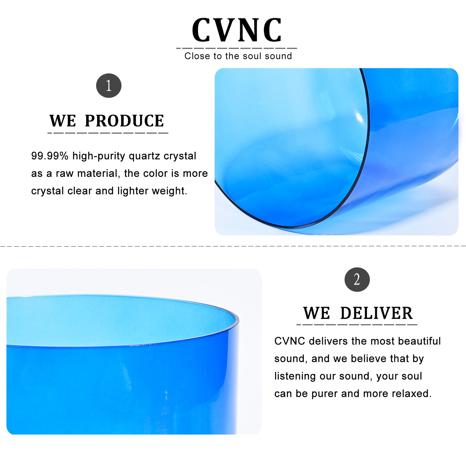 CVNC 6 ''Индиго Цветной очистить Примечание третий глаз чакра Кварцевый Поющая чаша