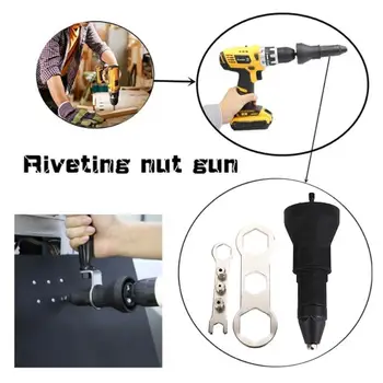 

Portable Stainless Steel Riveting Tool Riveting Drill Adapter Electric Screw Driver Parts Rivet Accessories Durable Black