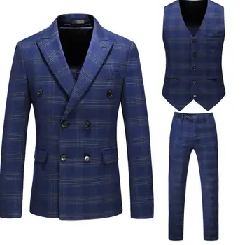 

New men's fashion large size double-breasted suit Korean double-breasted men's suit suit three-piece suits