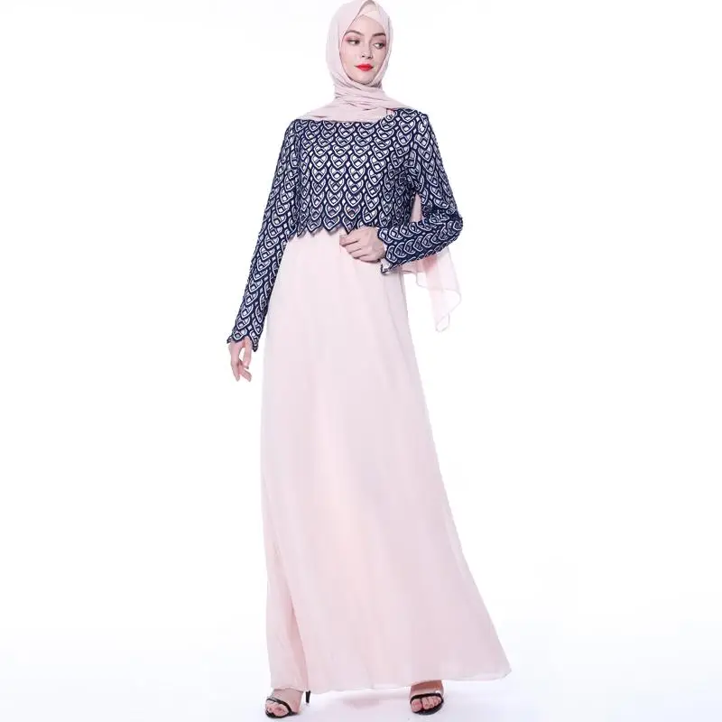 Элегантное Абая для мусульманских женщин длинное шифоновое платье макси кружева Дубай Коктейльные Вечерние платья Элегантное 2019 осеннее