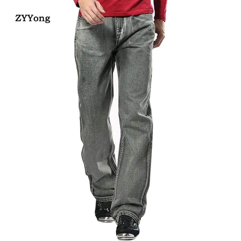 

New 2020 Men Wide Leg Denim Pants Hip Hop Gray Casual jeans Trousers Baggy Jeans for Rapper Skateboard Relaxed Jeans