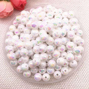 

NEW 6mm 8mm AB Color Round Acrylic Beads Loose Spacer Beads For Jewelry Making DIY Bracelet