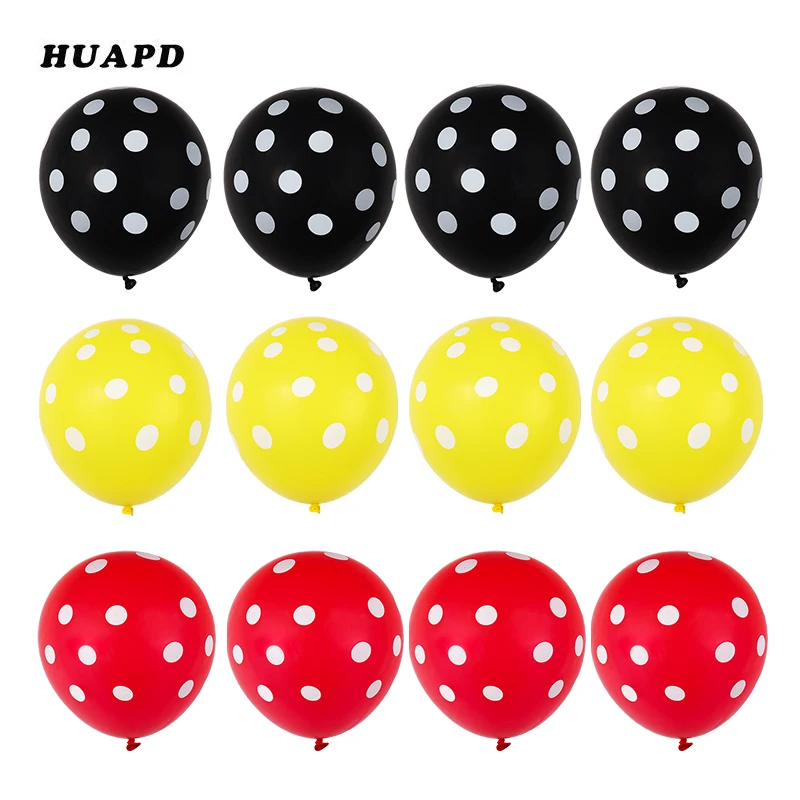 12pcs/lot 12" latex Balloons/ Mickey Themed Party Decors/ Black Yellow& Red Balloons/ Baby Shower First Birthday Decors - Цвет: as picture