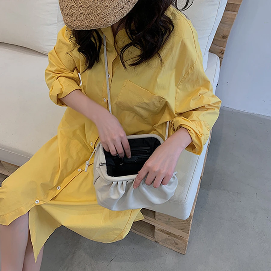 Goedkoop Geplooide Dumplings Tas vrouwen Messenger Bags Mode Trekkoord Schoudertassen voor Vrouwen Designer Merk Pu Lederen Crossbody Tas
