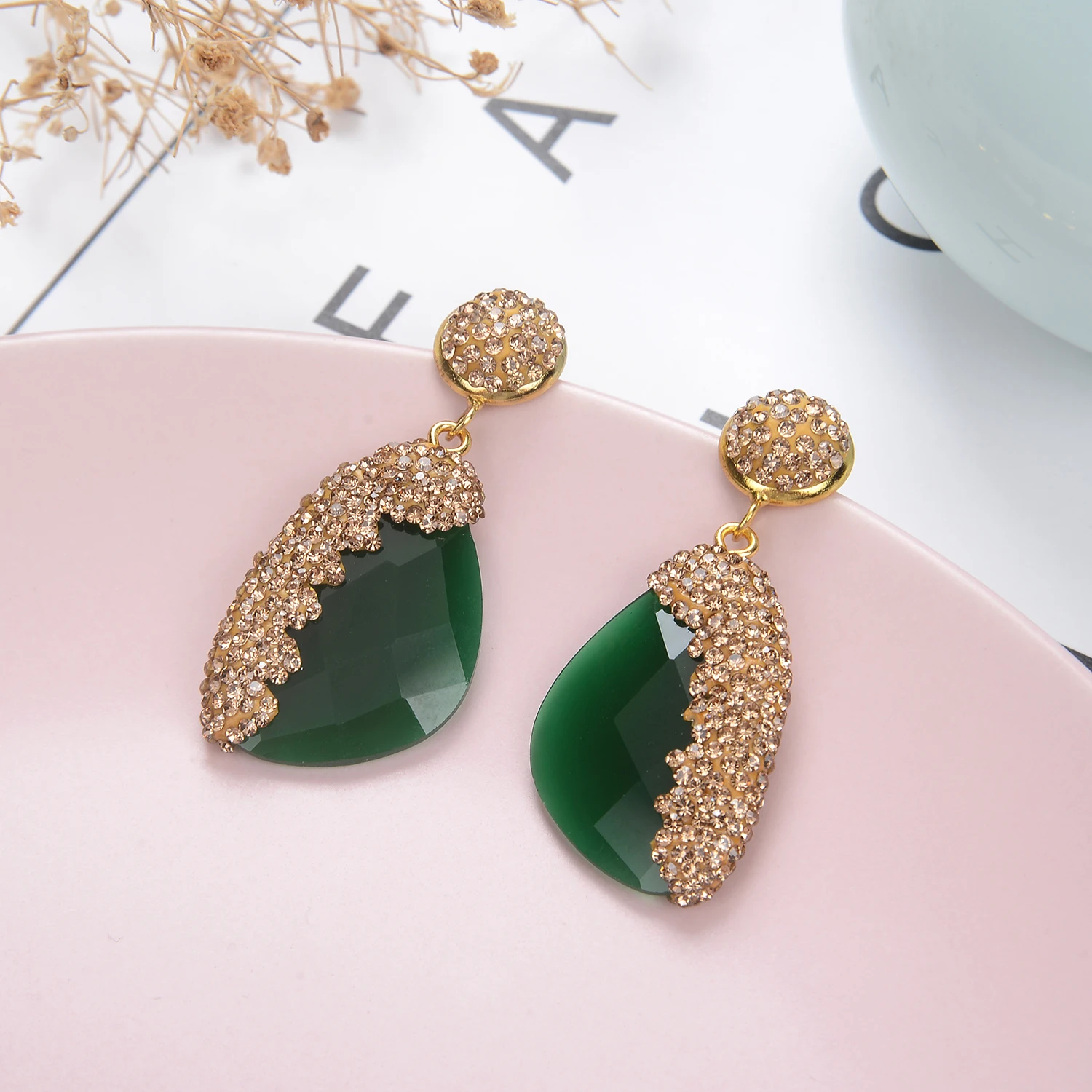 [BYWEEKEND] 韓国 12mm ball touch earring おしゃれ 関税込 ZAKOL 2023 New Shiny Marquise Leaf Zircon Bridal Earrings