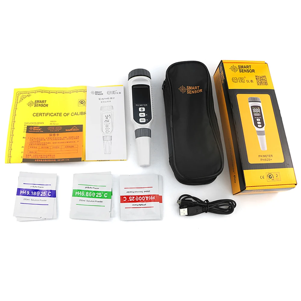 Professional Portable PH Meter Water Quality Tester Acidometer for Aquarium include 3.7V lithium Battery Color screen PH828+ | Инструменты