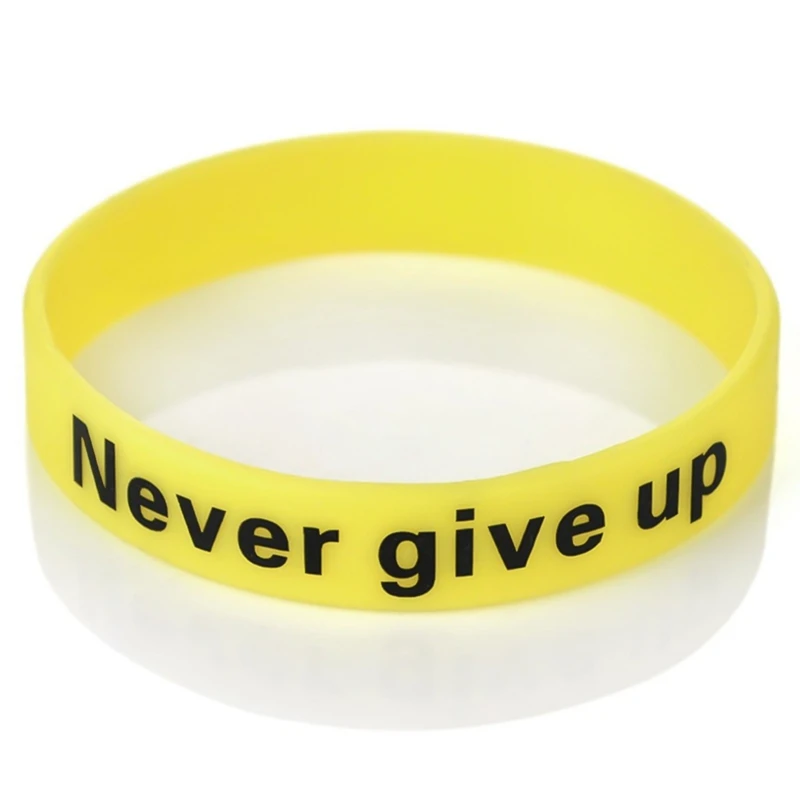 Классический силиконовый браслет Never Give Up красочные браслеты браслет модные ювелирные изделия светящийся браслет