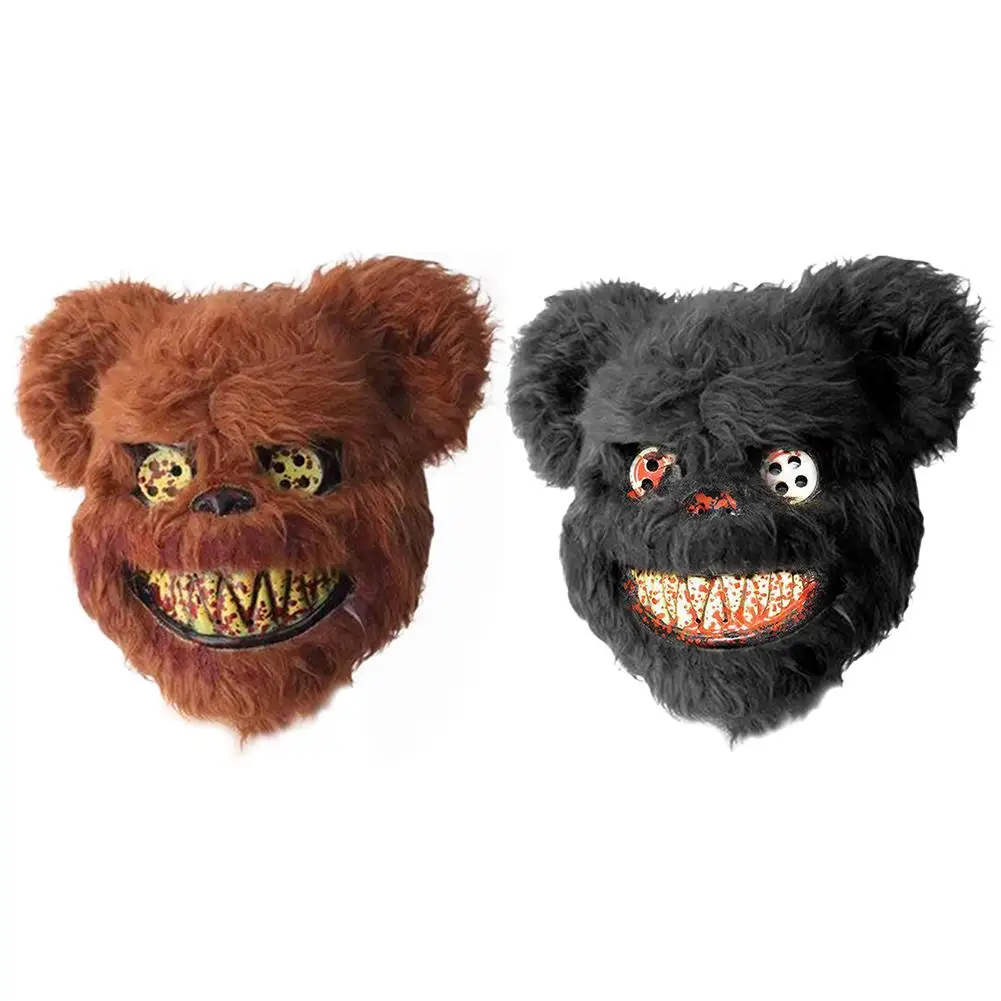 Halloween Mask Bloody Teddy Bear Mask Masquerade Scary Plush Mask Halloween Performance Props Mascarillas Masque Cosplay