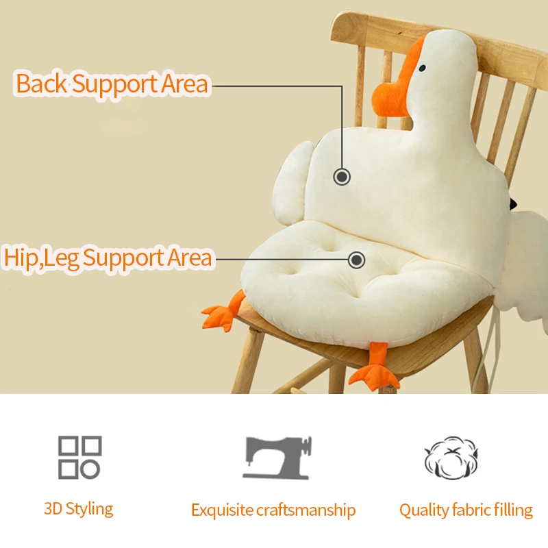 Cartoon Goose Pillow Office Chair Back Cushion Elastic Fluffy Pillows Child Seat Cushions with Backrest Sofa Soft Amortiguar