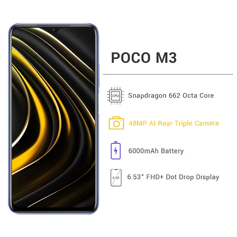 POCO M3 4GB 64GB ポコイエロー グローバルver Xiaomi Poco M3 4 GB, 64 GB Global Version - Yellow Buy, Best