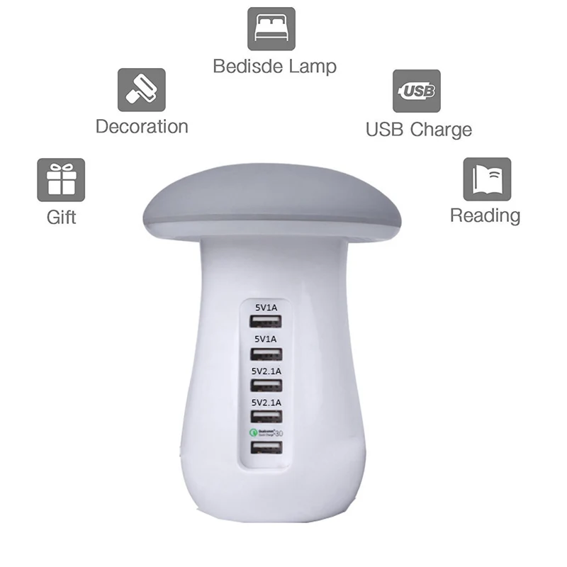 5 USB творческие смарт грибы внешний вид быстрой зарядки мобильного телефона