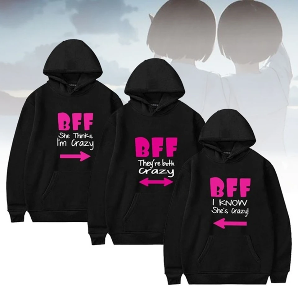 Bff Sudadera con capucha para mujer, prenda deportiva con estampado de mejores amigos, prendas de vestir a juego, con capucha y sudaderas| - AliExpress