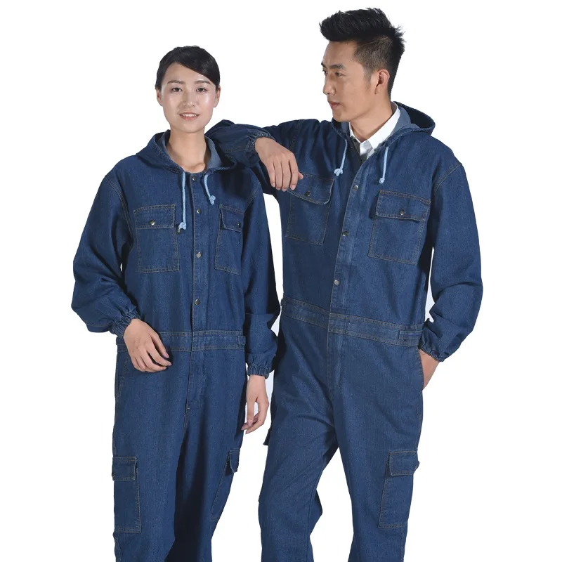 데님 작업 청바지 Coverall 작업복 데님 작업복 남성 여성 정비공 공장 용접 정장 작업복