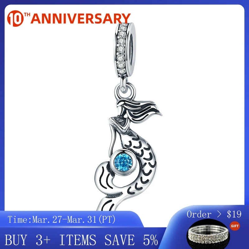 

CodeMonkey Genuine 925 Sterling Silver Mermaid's missing Pendant Charm fit Women Charm Bracelets DIY Jewelry Girlfriend Gift 824