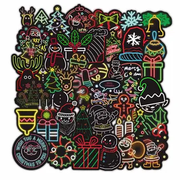 

50Pcs/Set LED Neon Color Hip Hop Mix Sticker Skateboard Waterproof Trolley Case Laptop Skateboard Stickers Gifts