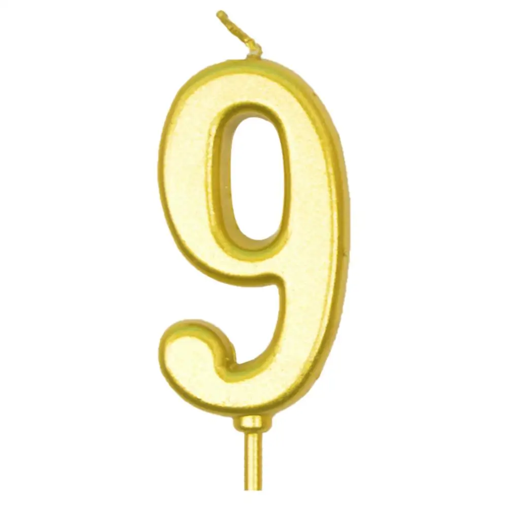 9 Блестящая золотая свеча с цифрами короны для детей 0, 1, 2, 3, 4, 5, 6, 7, 8, 9 лет, для девочек и мальчиков, на день рождения, торты, декоративные свечи - Цвет: 9