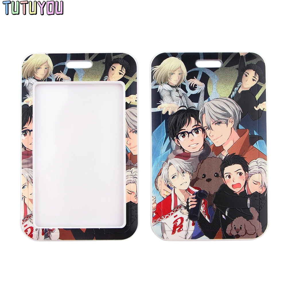 1pcs PC2782 Yuri On Ice Anime Fashion Lanyards ID Badge Holder Bus Pass Case Cover Slip Bank Credit Card Holder Strap Cardholder